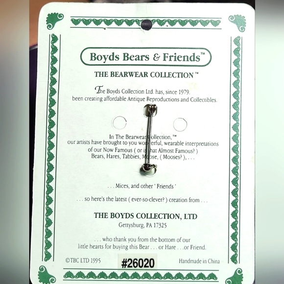 Boyds Bears Bearwear  Bunny Rabbit Friendship Pin #26020 (1995) - Picture 6 of 6